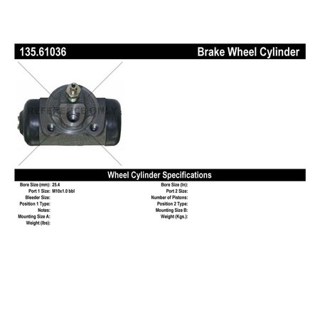 Centric Parts Standard Wheel Cylinder, 135.61036 135.61036